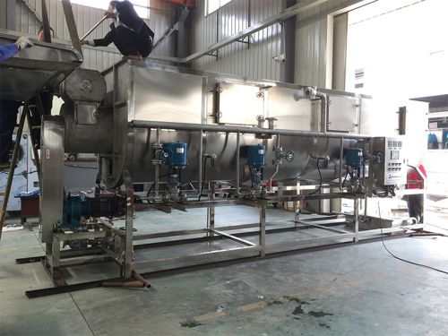 Auger type steam blancher