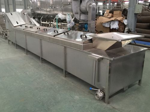 Belt type hot water blancher